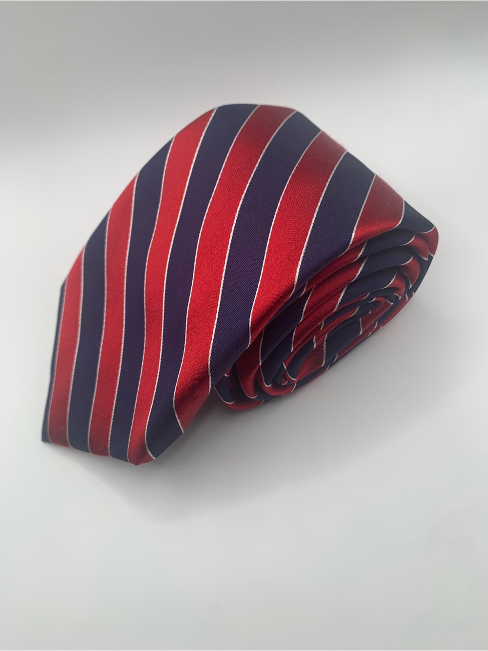 SADDLEBRED Red and Navy Diagonal Stripe Tie